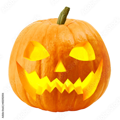 Halloween pumpkin isolated on white background, full depth of field