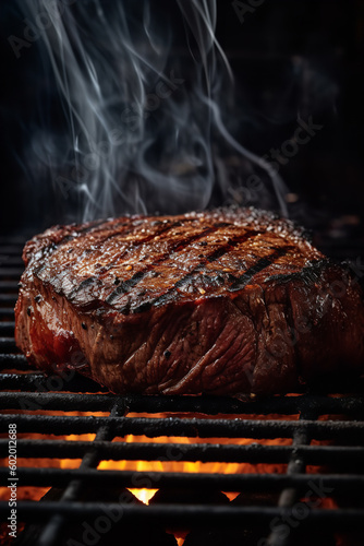 beef steak being cooked on the grill Generative AI