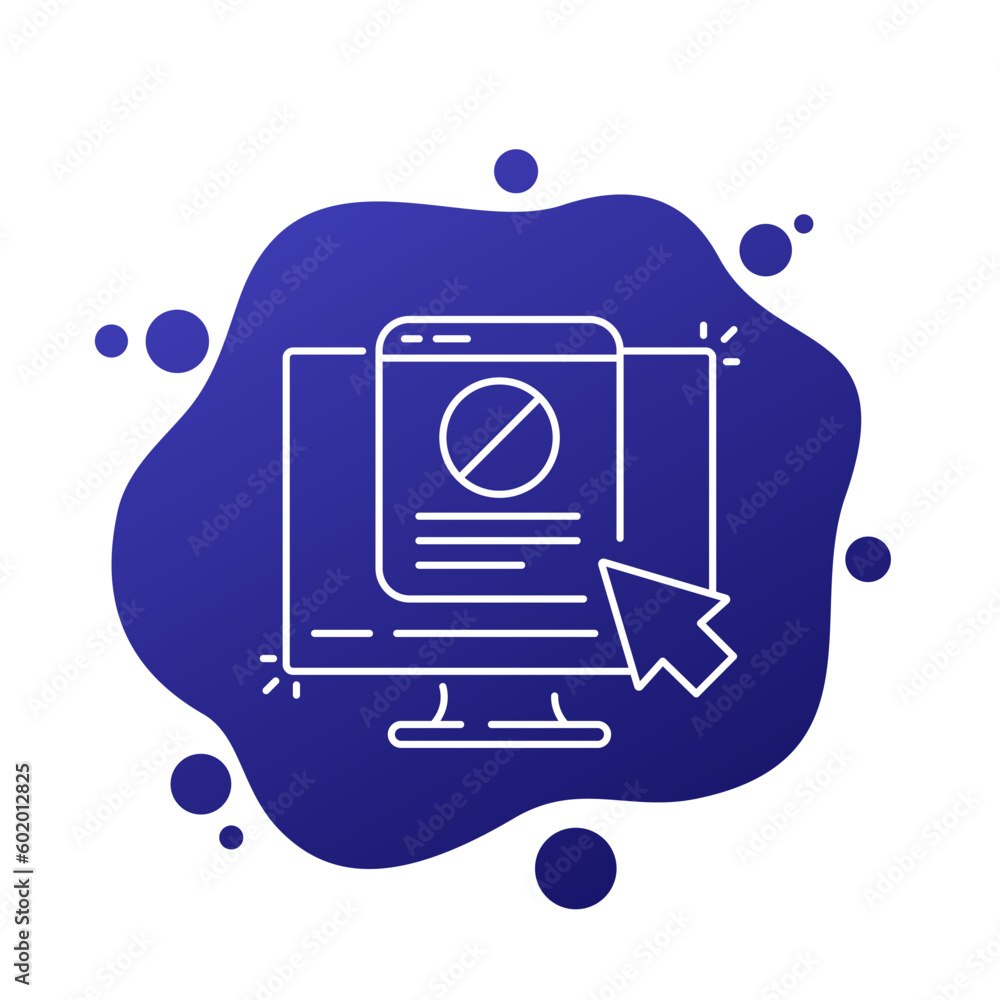 blocked web page line icon for web blocked web page line icon for web