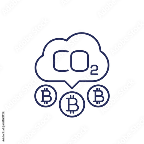 carbon footprint of bitcoin line icon