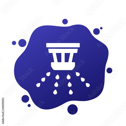 fire sprinkler icon with water drops