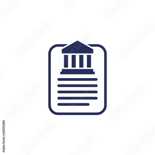 Bank document icon on white