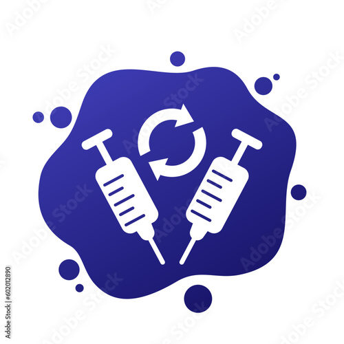 2 doses of vaccine icon, vector