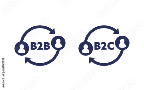 b2b and b2c icons on white