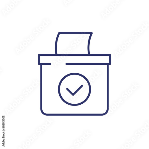 voting ballot box line icon on white