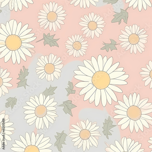 Daisy Flowers Pattern Wallpaper  Generative AI