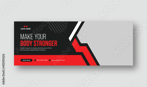 Fitness Gym or sports web banner, Facebook Instagram cover social media posts template