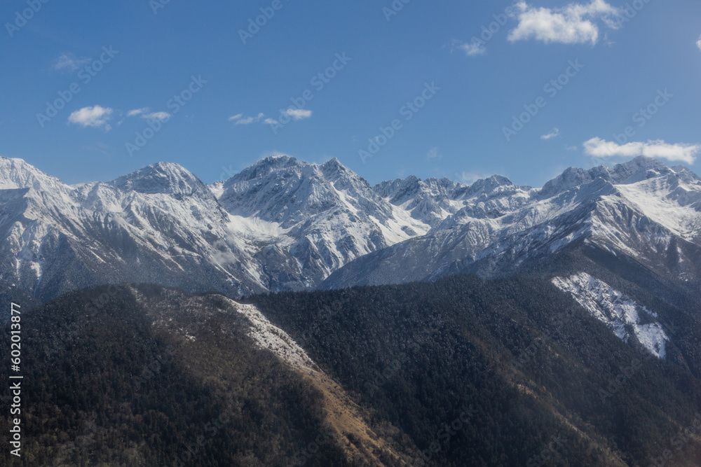 Snow covered peaks in Sichuan province, China