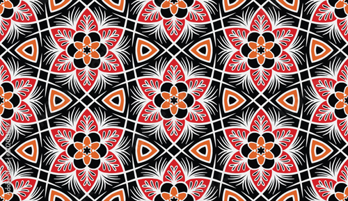 Geometric ethnic oriental pattern traditional Design for background,carpet,wallpaper,clothing,wrapping,Batik,fabric,Vector illustration.embroidery style.