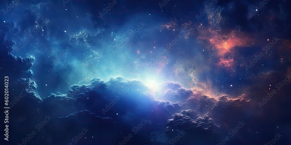 Fototapeta premium Blue Space Background with Light and Pattern. Abstract Art Concept Wallpaper. Generative AI illustrations.