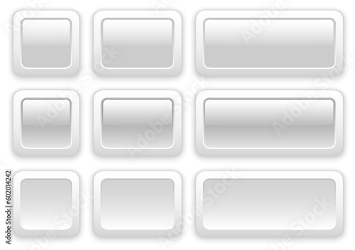 White and gray rectangular buttons with rounded edges set