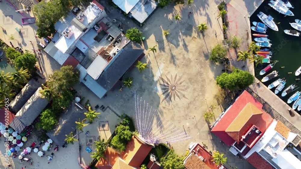 drone 4k video of santa maria huatulco, mexico, oaxaca beach town summer with a full contrats shadows and the sun colorful facades drone 4k video of santa maria huatulco, mexico, oaxaca beach town summer with a full contrats shadows and the sun colorful facades