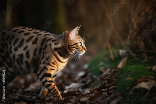 Bengal cat forest pet. Generate Ai © nsit0108