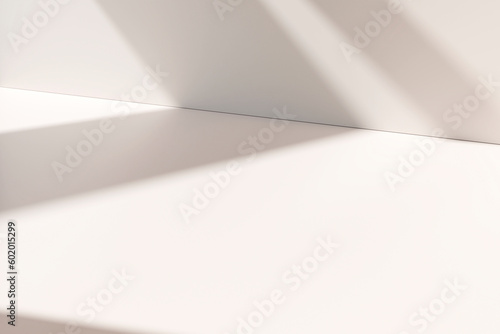 Abstract beige studio background for product presentation. Empty room with shadows of window . 3d render