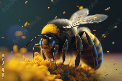 Bumble bee pollen flower. Generate Ai
