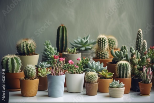 Cactus succulent collection. Generate Ai photo