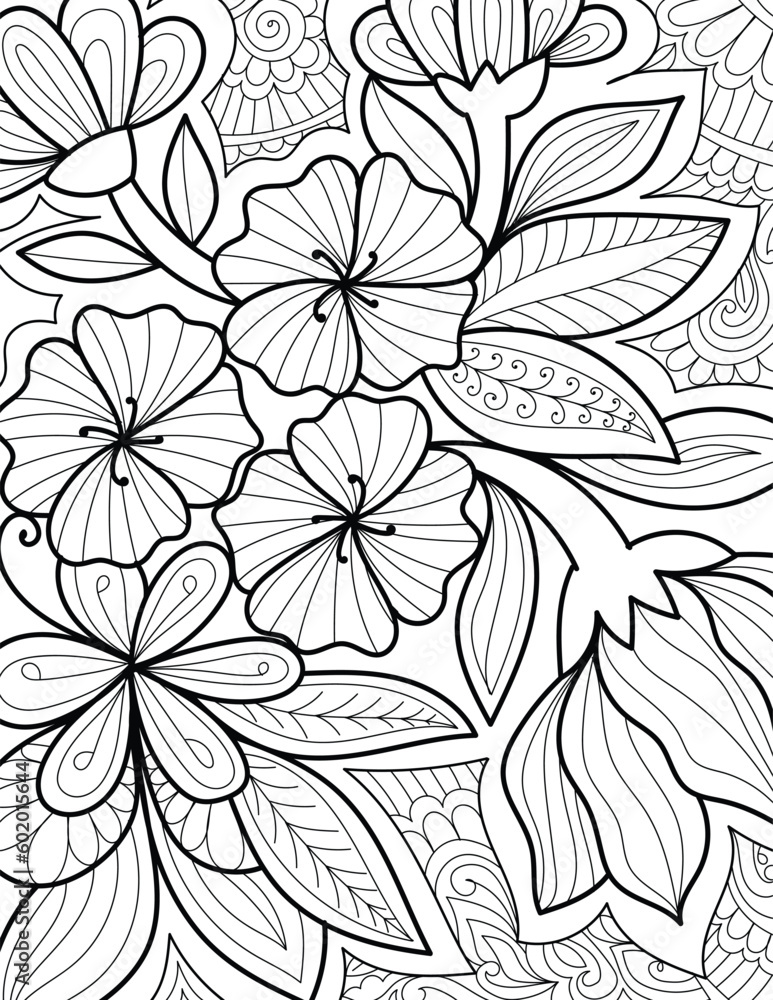 Obraz premium Decorative floral detailed mehndi design style coloring book page illustration 