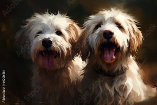 Dogs happy group smiling. Generate Ai