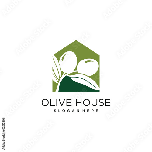 Olive logo desing idea with unique style concept