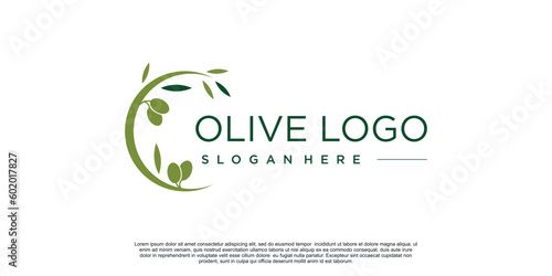 Olive logo desing idea with unique style concept