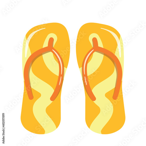 Yellow Flip Flop Sandals Icon Clipart for Beach Summer Doodle Vector Illustration