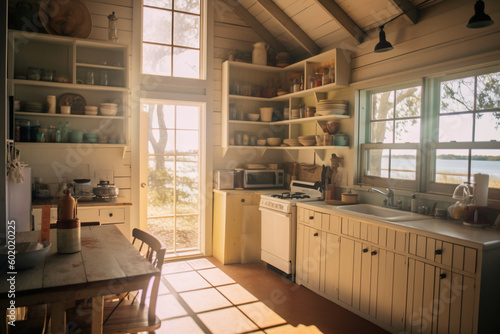 Detail interior view of kitchen. AI generative