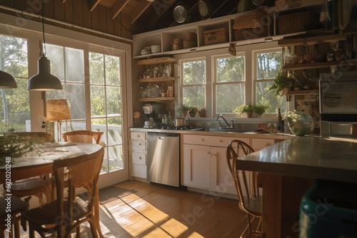Detail interior view of kitchen. AI generative