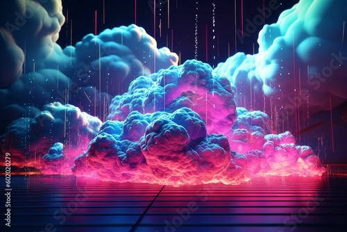 Abstract cloud neon. Generate Ai