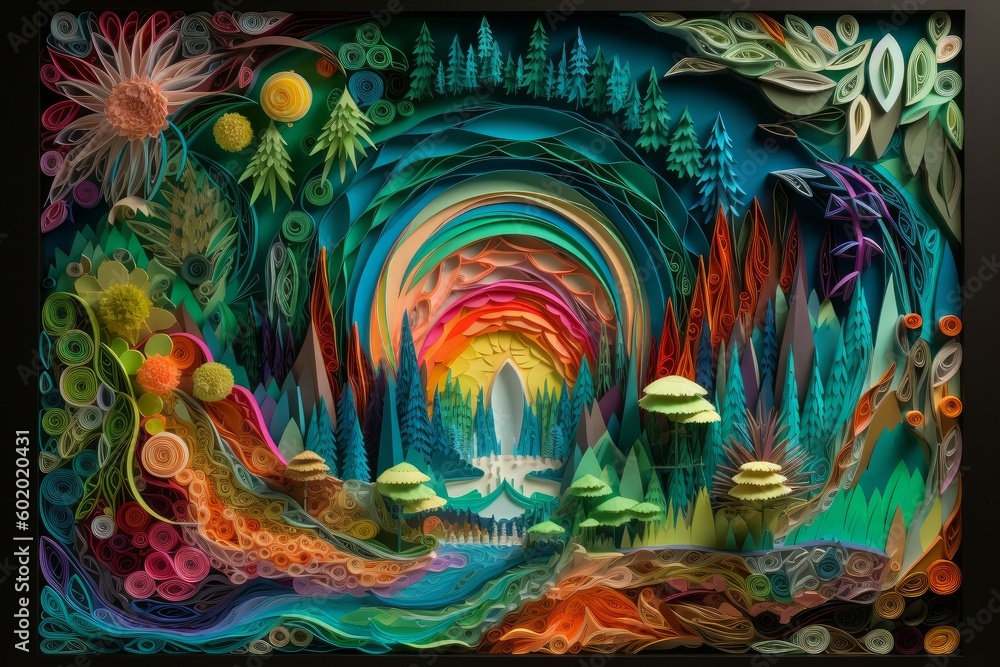 Paper landscape colorful. Generate Ai Paper landscape colorful. Generate Ai