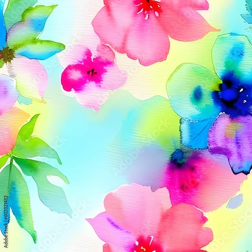 Watercolor flowers abstract print