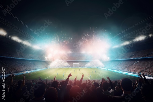 Soccer stadium inside light. Generate Ai