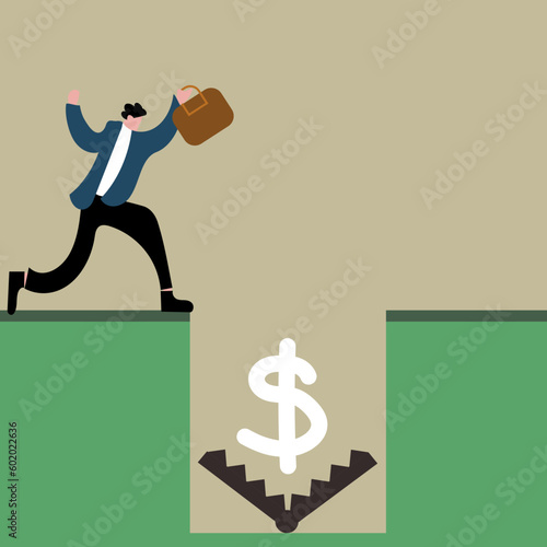 Financial fraud, illegal investment scam or ponzi scheme stealing money from greedy people 