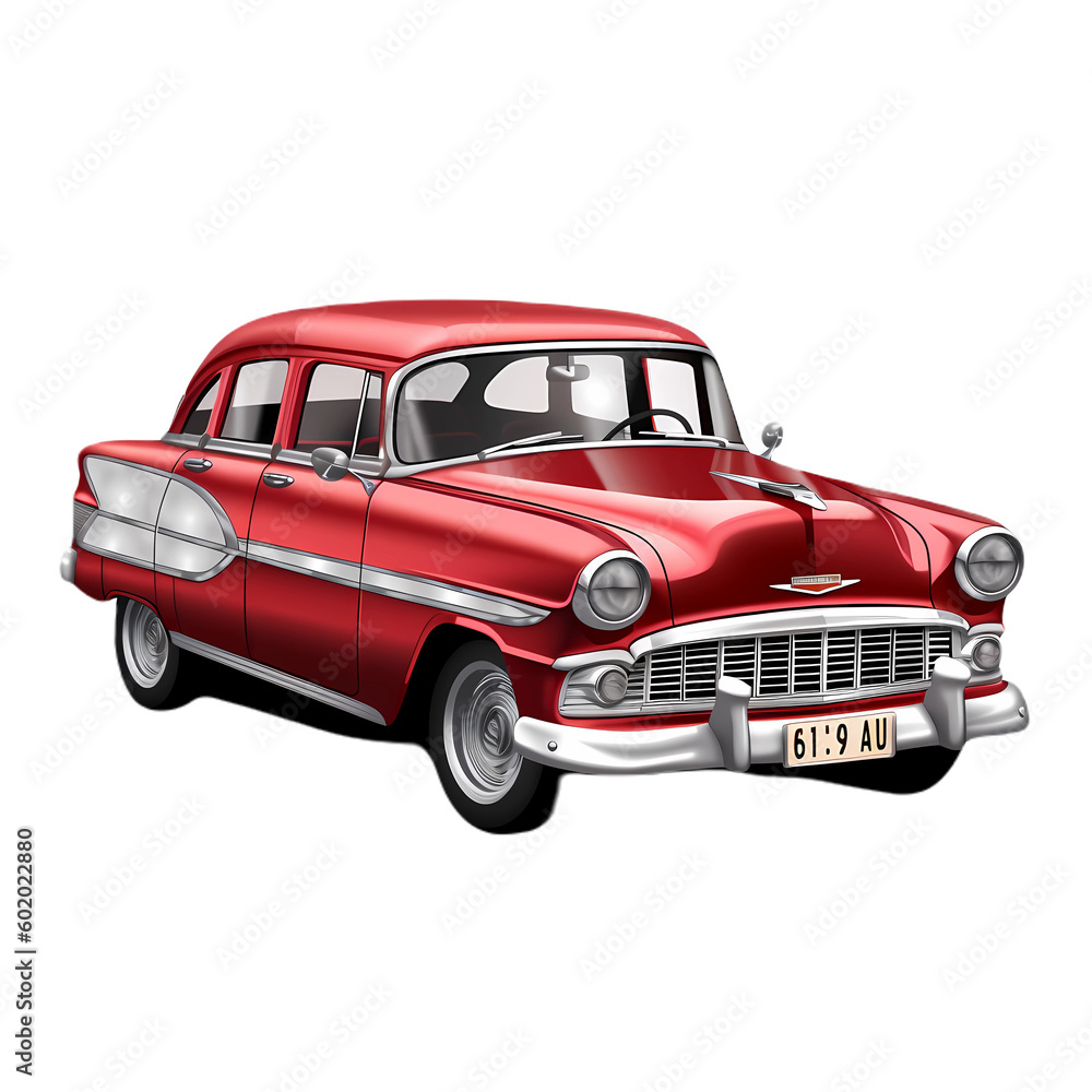 red car from Havana, on transparent Background, PNG, Generative AI red car from Havana, on transparent Background, PNG, Generative AI