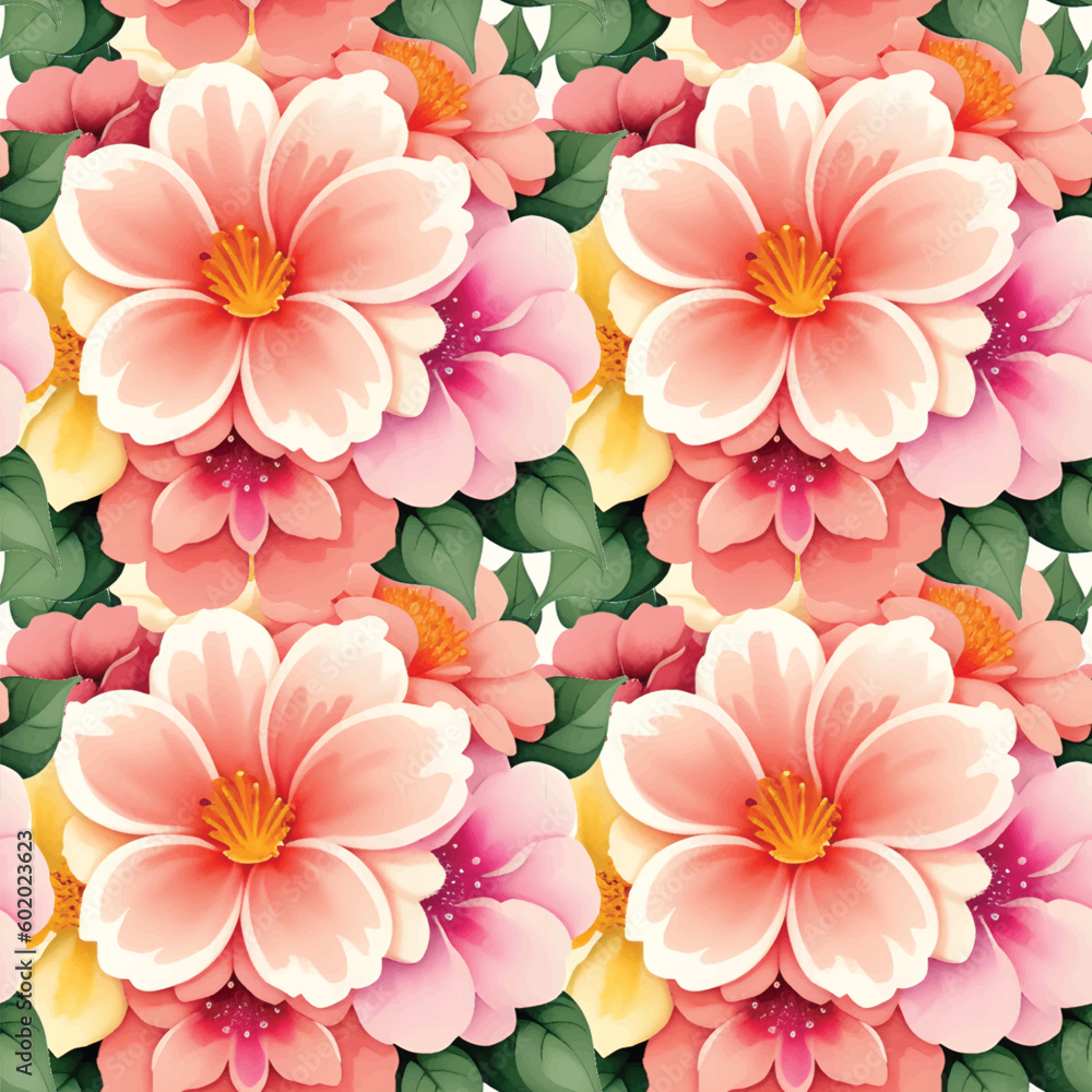 Obraz premium Floral shape watercolor seamless pattern.