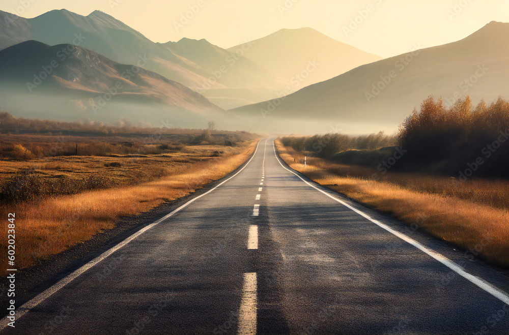 Fototapeta premium empty road with mountains in the background
