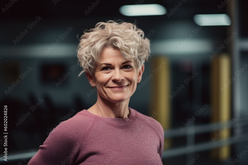 Portrait of a smiling senior woman looking at camera in fitness studio Portrait of a smiling senior woman looking at camera in fitness studio