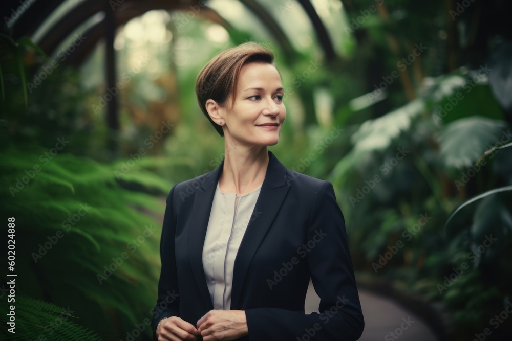 Portrait of a smiling businesswoman standing in a botanical garden Portrait of a smiling businesswoman standing in a botanical garden