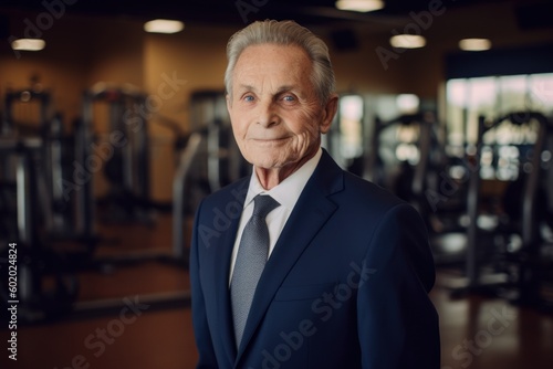 Portrait of senior man in sportswear looking at camera in gym