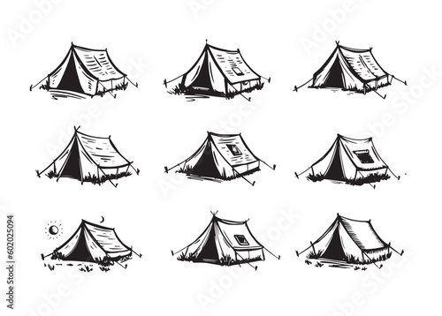 Tents set hand drawn illustrations © Tatiana