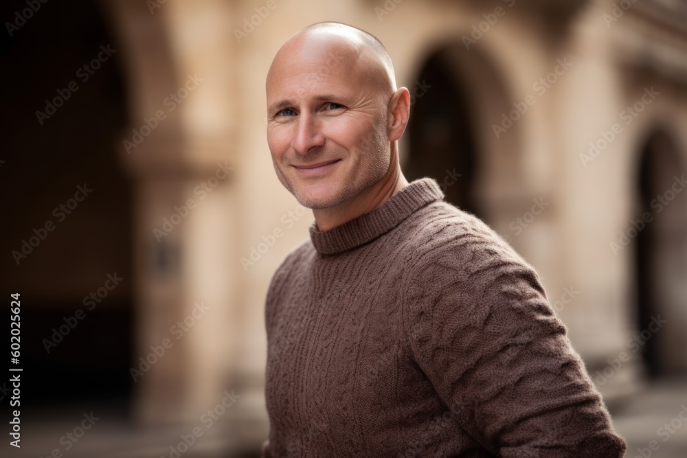 Portrait of a handsome middle-aged man in a brown sweater Portrait of a handsome middle-aged man in a brown sweater