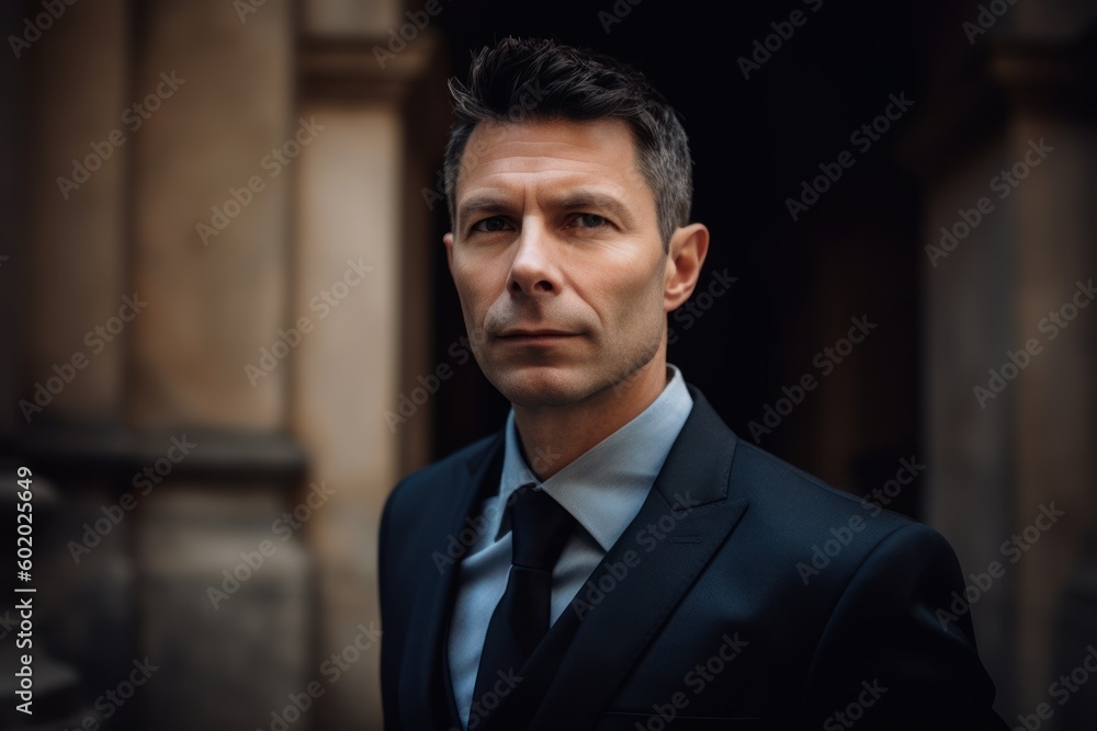 Portrait of a handsome man in a suit and tie, looking at the camera. Portrait of a handsome man in a suit and tie, looking at the camera.