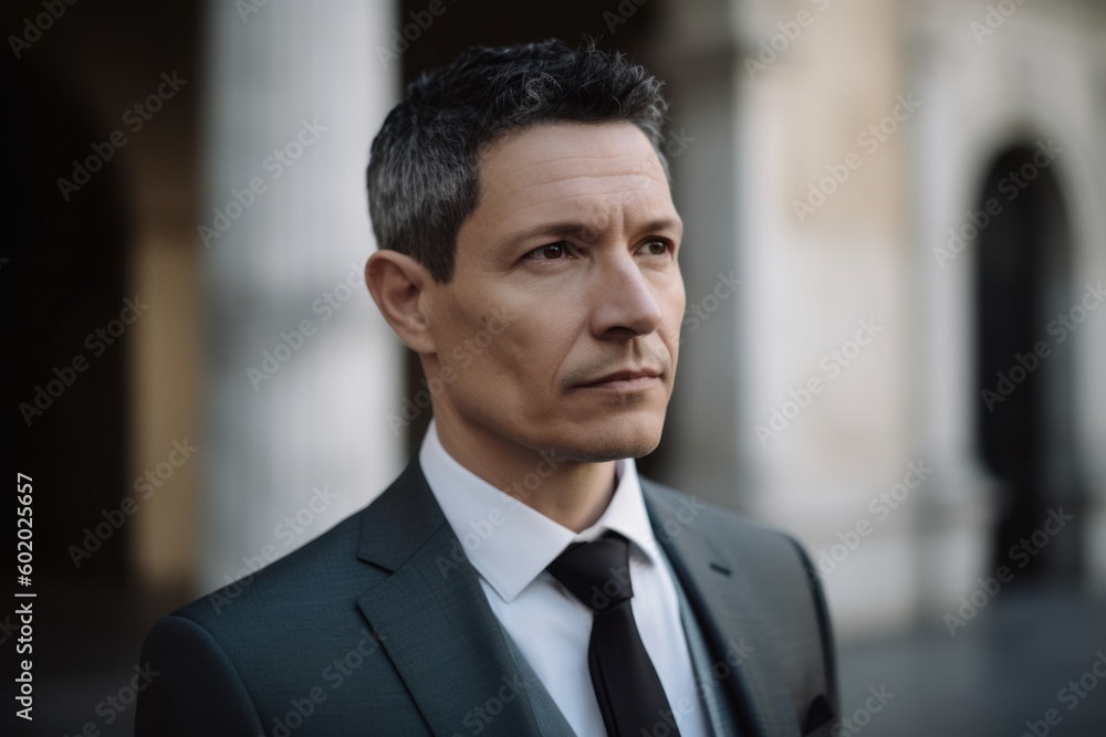 Fototapeta premium Portrait of a handsome middle-aged man in a business suit