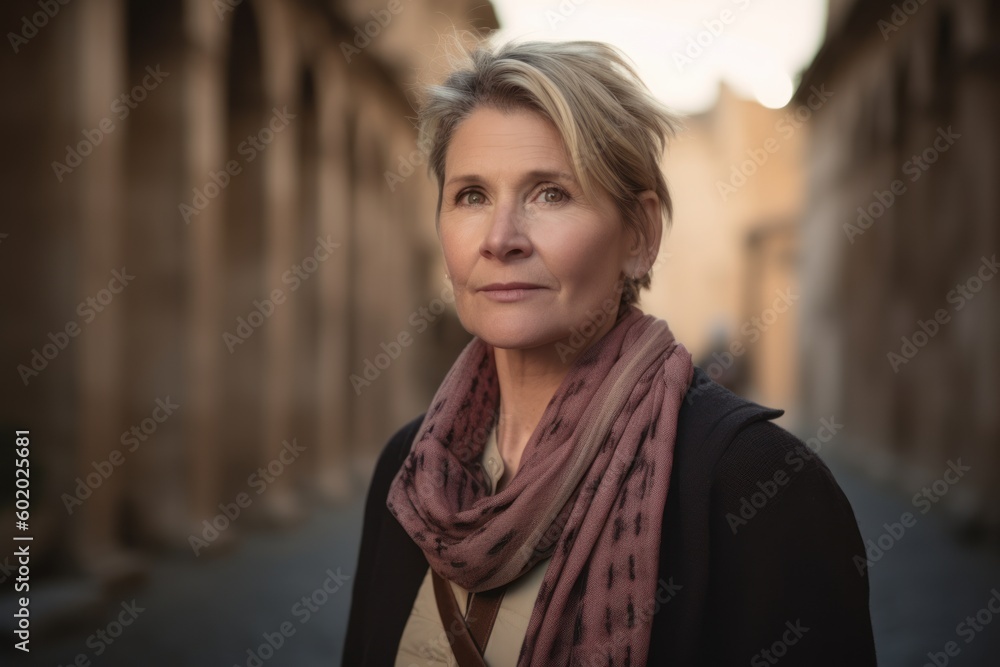 Portrait of a middle-aged woman in the streets of Rome Portrait of a middle-aged woman in the streets of Rome