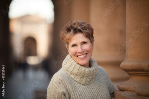 Portrait of a smiling middle-aged woman in the city. © Robert MEYNER