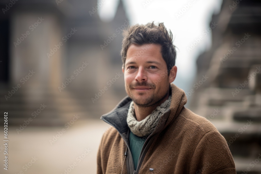Portrait of a handsome young man in the streets of Prague. Portrait of a handsome young man in the streets of Prague.
