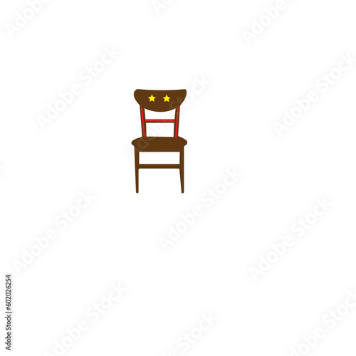 on a chair in front of his table thin line icon for web and mobile minimalistic flat design. Vector white icon inside the circle. Flat icon of office chair.