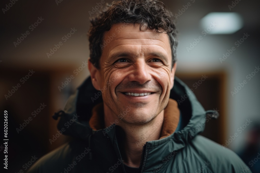 Portrait of smiling man in winter jacket looking at camera with smile Portrait of smiling man in winter jacket looking at camera with smile