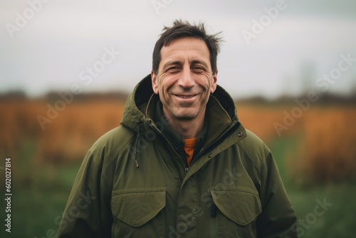 Portrait of a man in a green jacket in the field. © Robert MEYNER