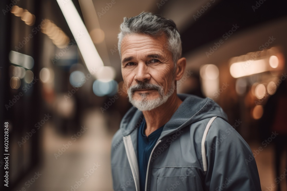 Portrait of a senior man standing in the corridor of a modern building Portrait of a senior man standing in the corridor of a modern building