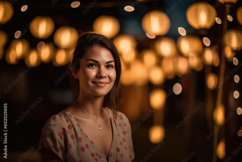 Portrait of a beautiful young asian woman in chinese lanterns Portrait of a beautiful young asian woman in chinese lanterns